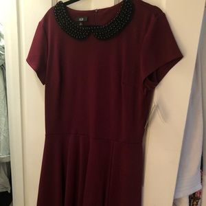 Beaded Peter Pan Collar A-Line Dress